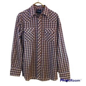 Tall Large Men’s Wrangler Long-Sleeved Western Shirt Pearl Snaps